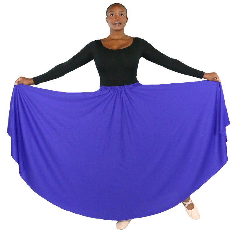 Danzcue Womens Long Full Circle Dance Skirt, Deep Purple, S-M - Image 2